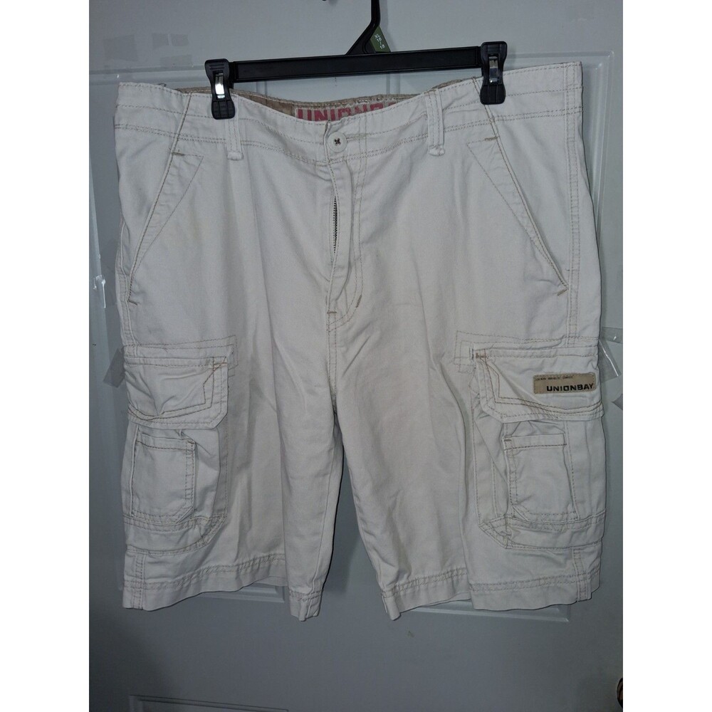 Unionbay Cargo Shorts Mens 36 Beige Khaki Utility Pockets Casual Y2K